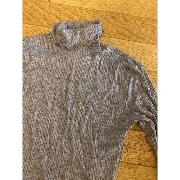 Madewell Women's Ribbed cropped Turtleneck Sweater Size Small purple Gray - Picture 3 of 7